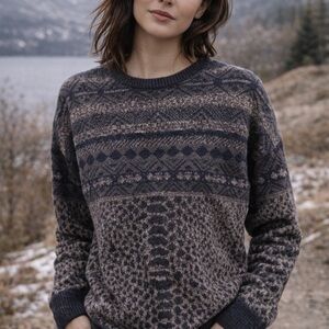 All Saints Men's Crewneck Sweater - Black and Gray